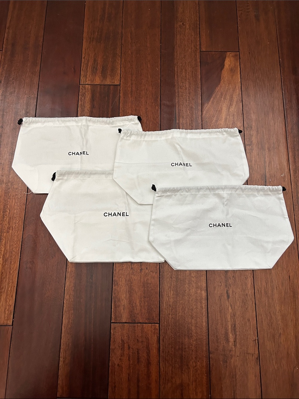CHANEL White Drawstring Dust Bag Set of 4